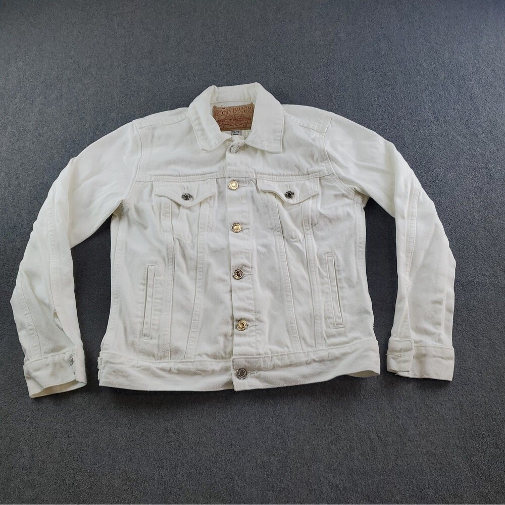 Lucky Brand denim trucker jacket Women's Size Xs White the Tomboy Trucker